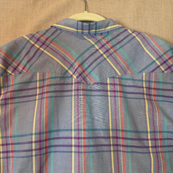 Vintage Wrangler Western Shirt XL Pastel Plaid Pearl Snap Cowboy Shirt Rodeo - Picture 11 of 11